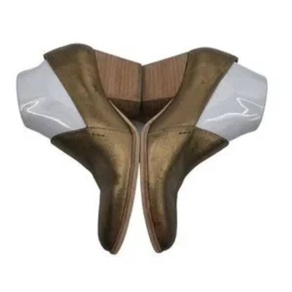 Silent D Gold Kade Block Heel Leather Pointed Toe Loafers Size 38 Women's - Picture 8 of 11